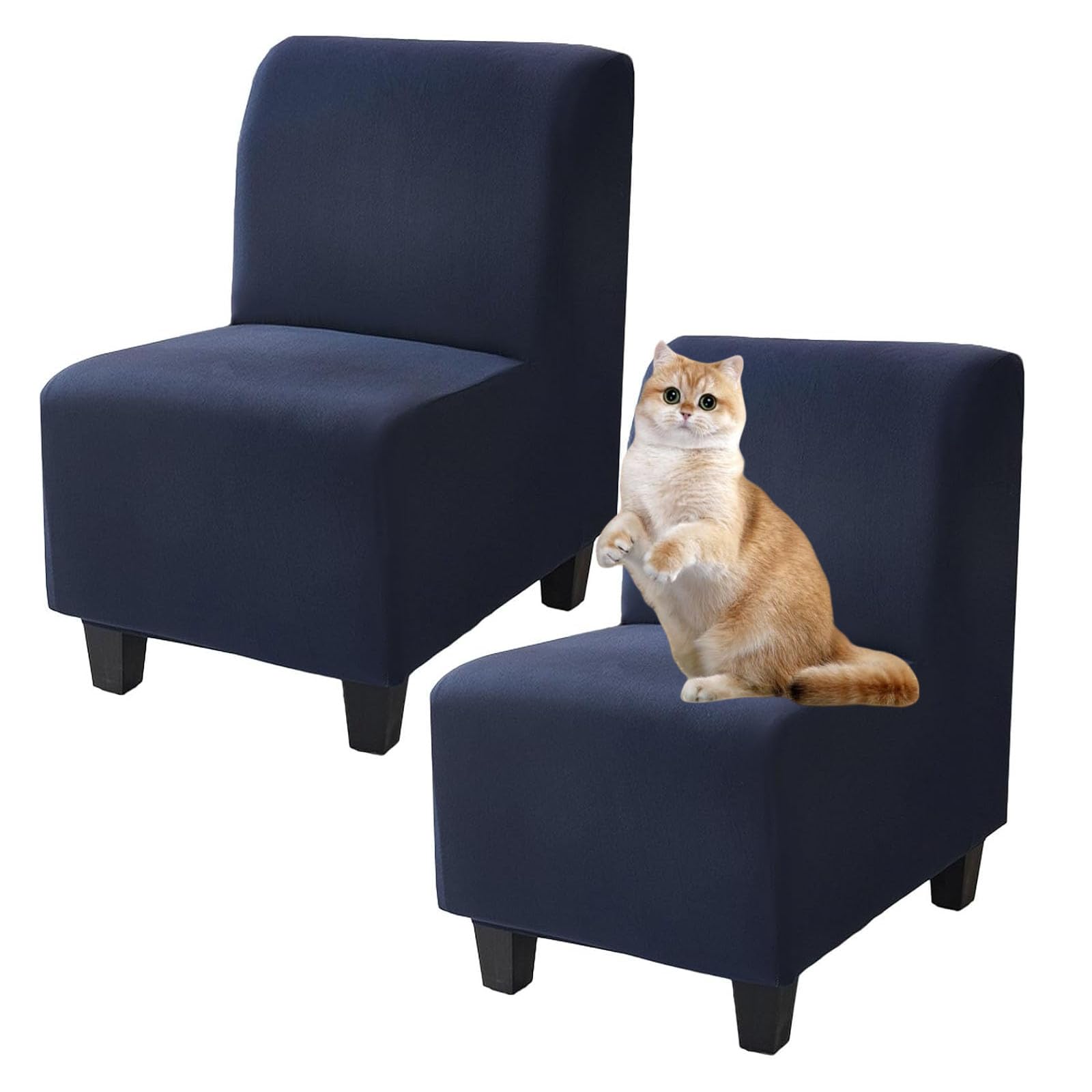 Stretch Slip Covers for Accent Chair, Slipper Chair Covers Armless Set of 2, Single Chair Cover Without Arms, for Living Room, Dining Room, Hotel (