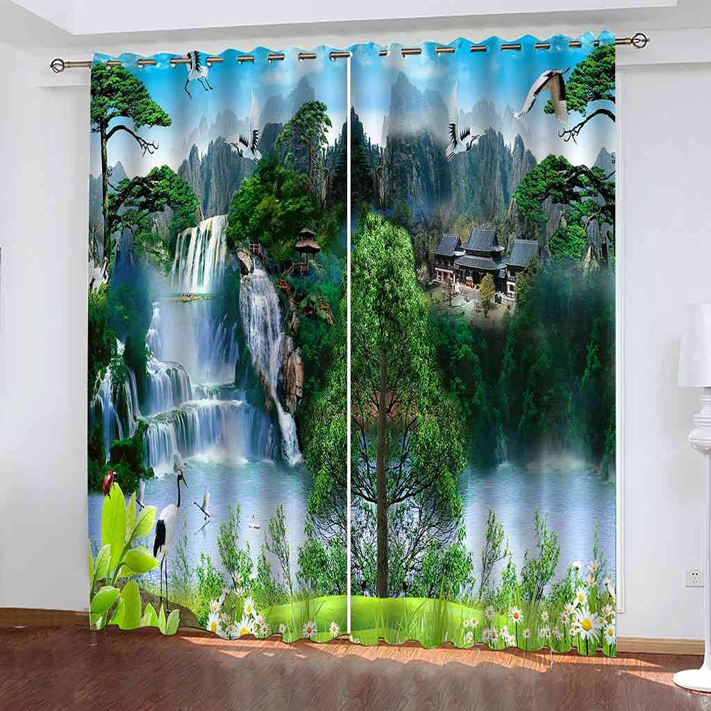 Rideaux de fenêtre occultants style chinois pour bloquer la lumière et le froid du salon au bureau