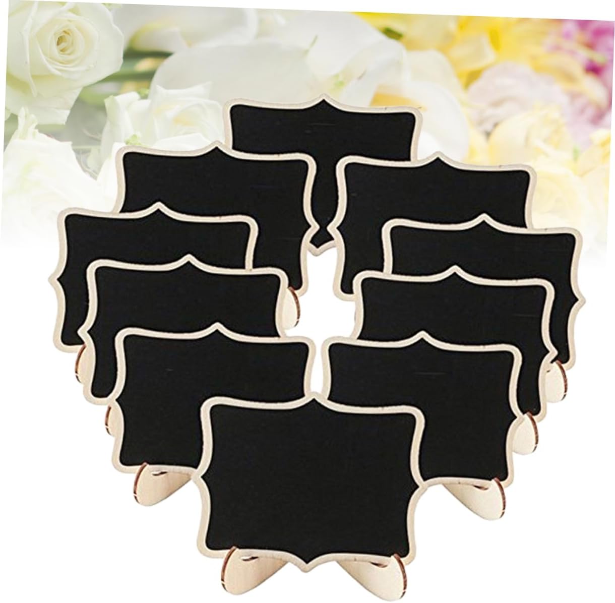 12pcs Lace Display Board Mini Chalkboard Sign Message Board Stand Wedding Home Decor for Boys and Girls Parties