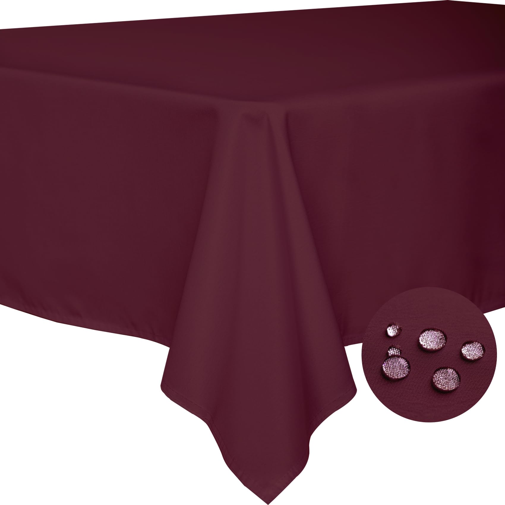 BYDOLL Table Cloth Burgundy 60x102 Inch Tablecloth for 6 Foot Rectangle Tables Outdoor Washable Wrinkle Free and Spillproof Polyester Tablecloth for Festival Camping Picnic Party Cover