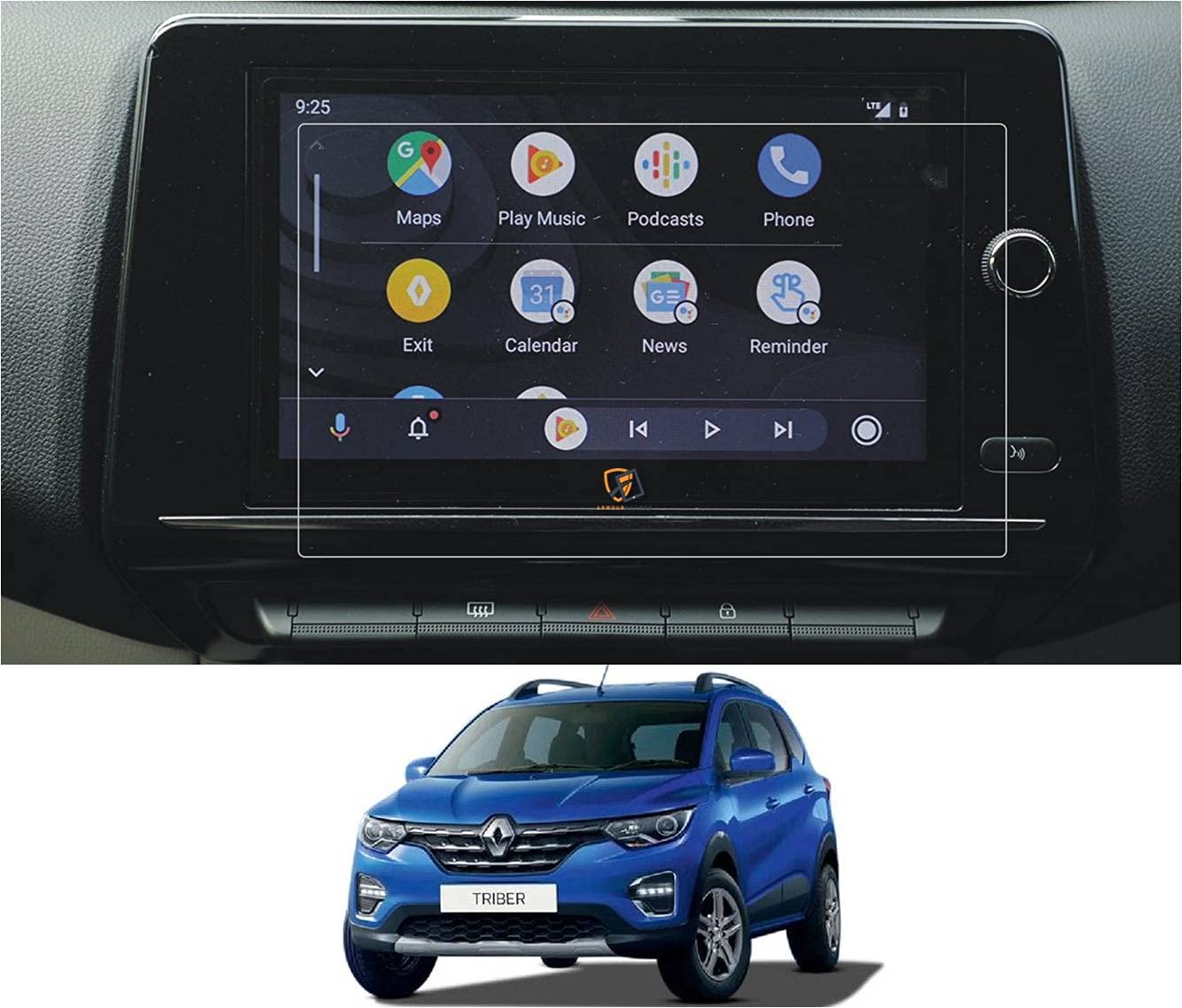 9H Scratch Resistant, Unbreakable, Flexible & Shatter Proof Car Infotainment Screen Protector Compatible with RENAULT TRIBER Rxz Amt (8 Inch) (Transparent)-image-27