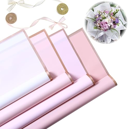 40 hojas de papel de regalo de flores impermeables con 48 piezas de decoración de mariposa dorada 3D, 100 alfileres de perlas y cinta de satén de 25