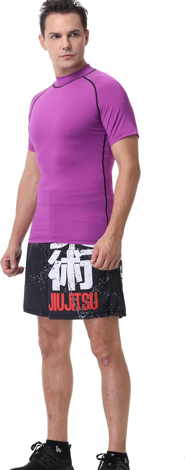 Red Plume Mens Compression Mock Turtleneck Short Sleeve Shirt High Neck Athletic Tops Football Run Pullover Sports Undershirt - Image 8