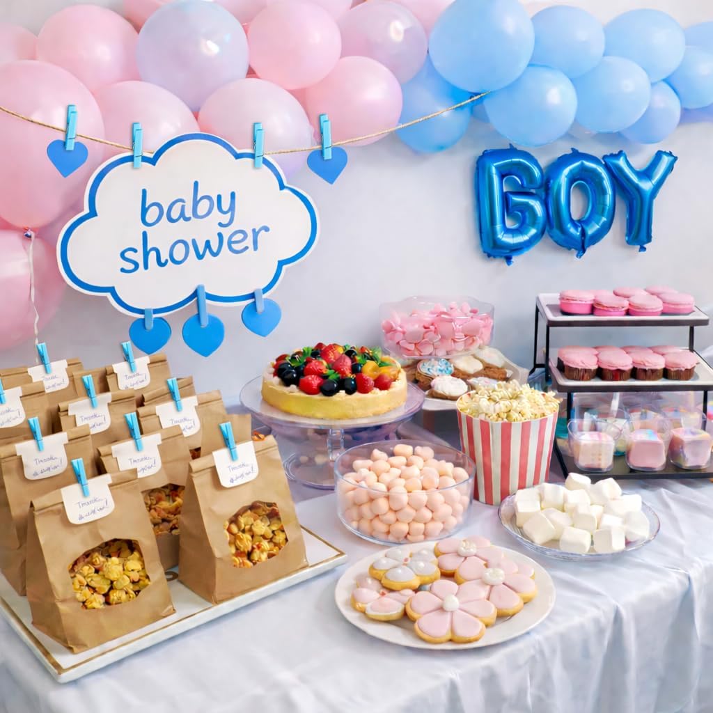 60Pcs Mini Clothespins for Baby Shower Games Boy Blue Clothes Pins 1.4 Inch