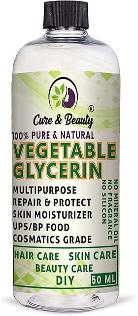 AFRO C&B Pure Vegetable Derived Glycerine (50ml) - Super Hydrating, Locks In Moisture - For Face, Hair & Body - 100% Vegan, Non-Gmo, Natural Humectant, Fragrance Free - Made In Uk, 50 ml