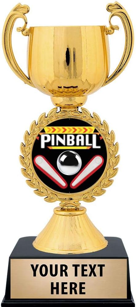Crown Awards Personalized Pinball Trophy, 7.25" Gold Cup Pinball Trophies with Free Custom Engraving