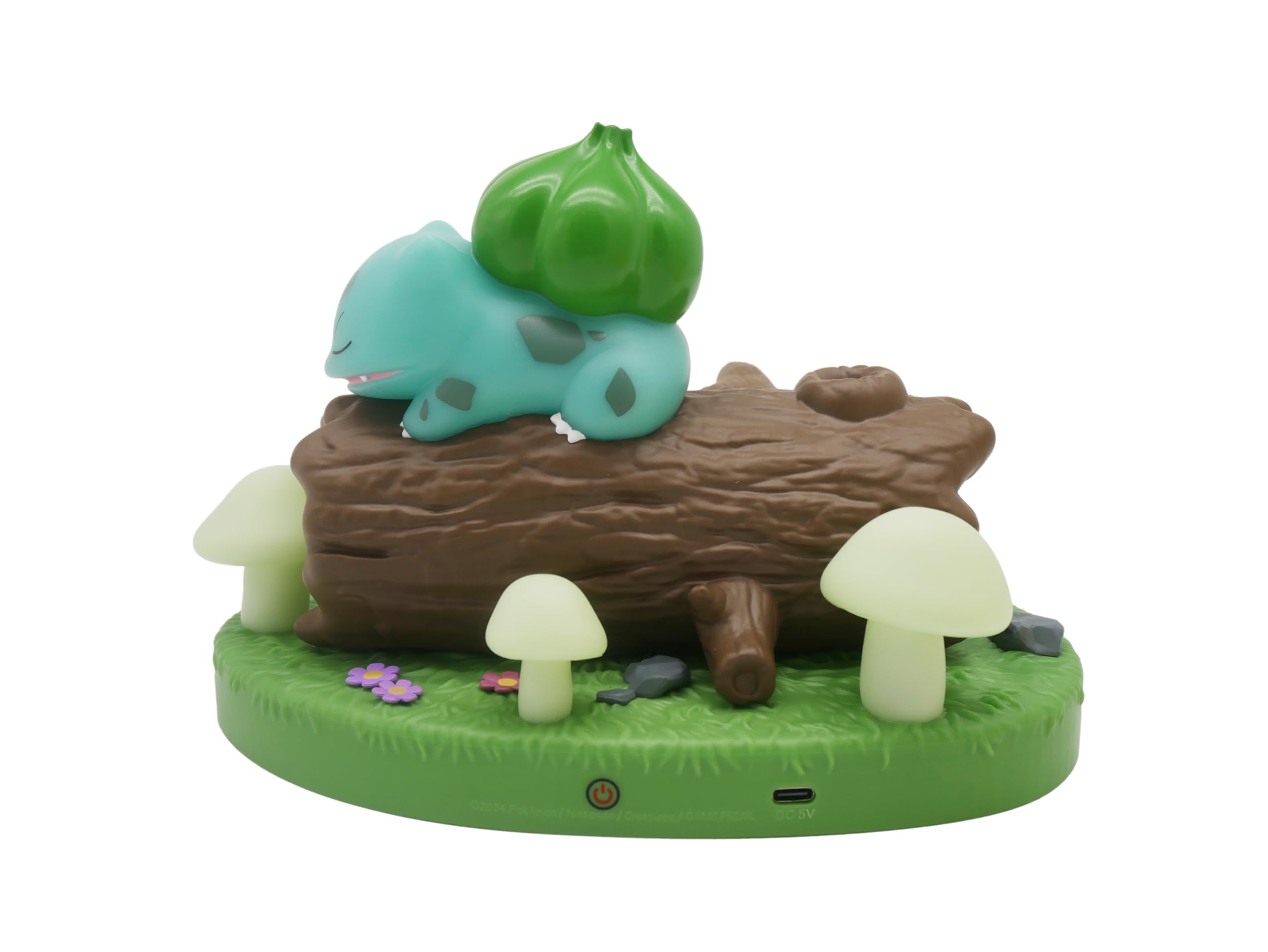 TEKNOFUN - Licence Officiel Pokemon - POKEMON scène lumineuse Bulbizarre Figurine Lumineuse - USB-C - 811417, Vert -Marron-blanc-