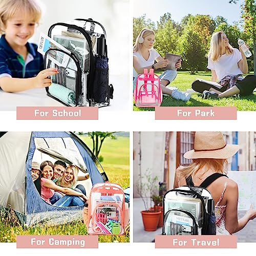 Image of 12 Pcs Clear Backpacks Bulk, Large Students School Bags, 17 inch, Multicolor