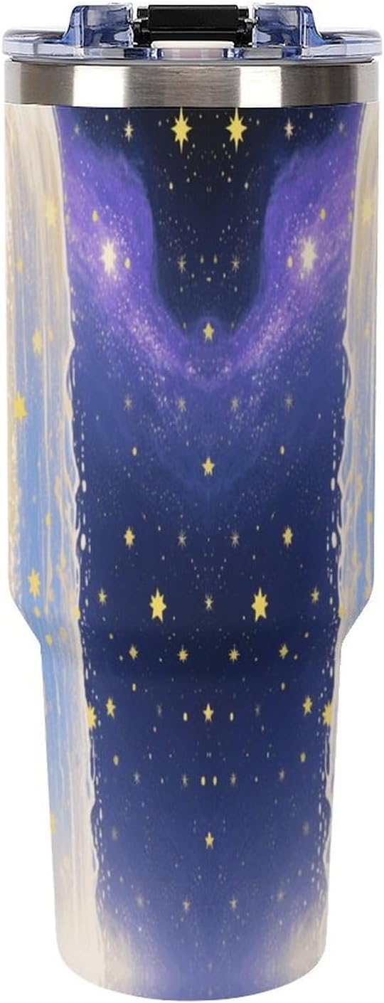 40 Oz Insulated Mug with Handle Lid And Straw Stardust Falls Pattern Large Metal Sports Bottle Great for Gifts Parties Office Coffee