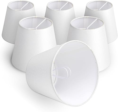 Miniatura 7 de Lámpara pequeña con clip en bombilla para bombillas de candelabro, mini pantallas para candelabros, decoración del hogar, pantalla de tela beige de