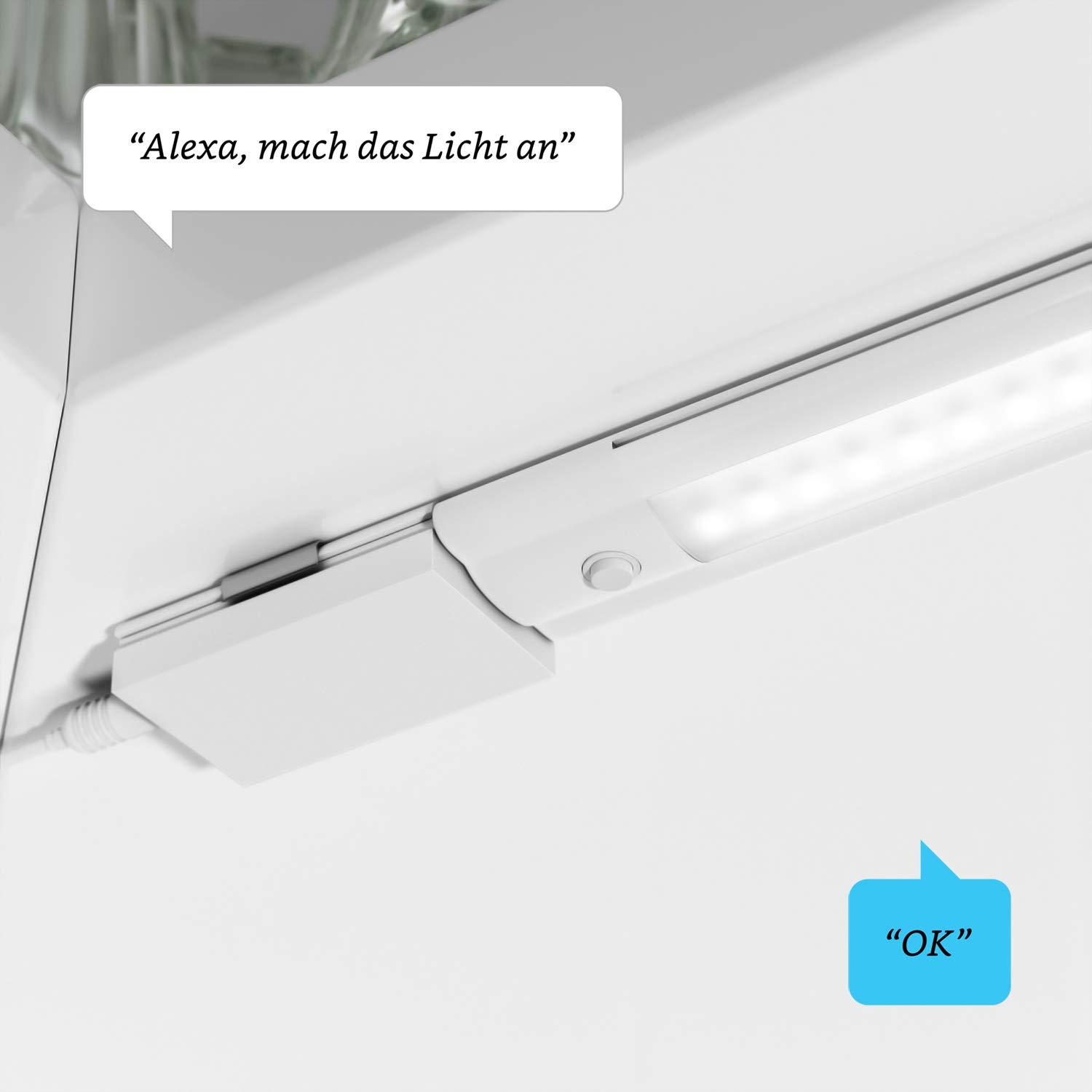 ledscom.de Smarte LED Unterbau-Leuchte SIRIS weiß matt, WLAN-Controller, flach, Smart-Home, Alexa-fähig, je 50cm, je 655lm, weiß, 5er Set