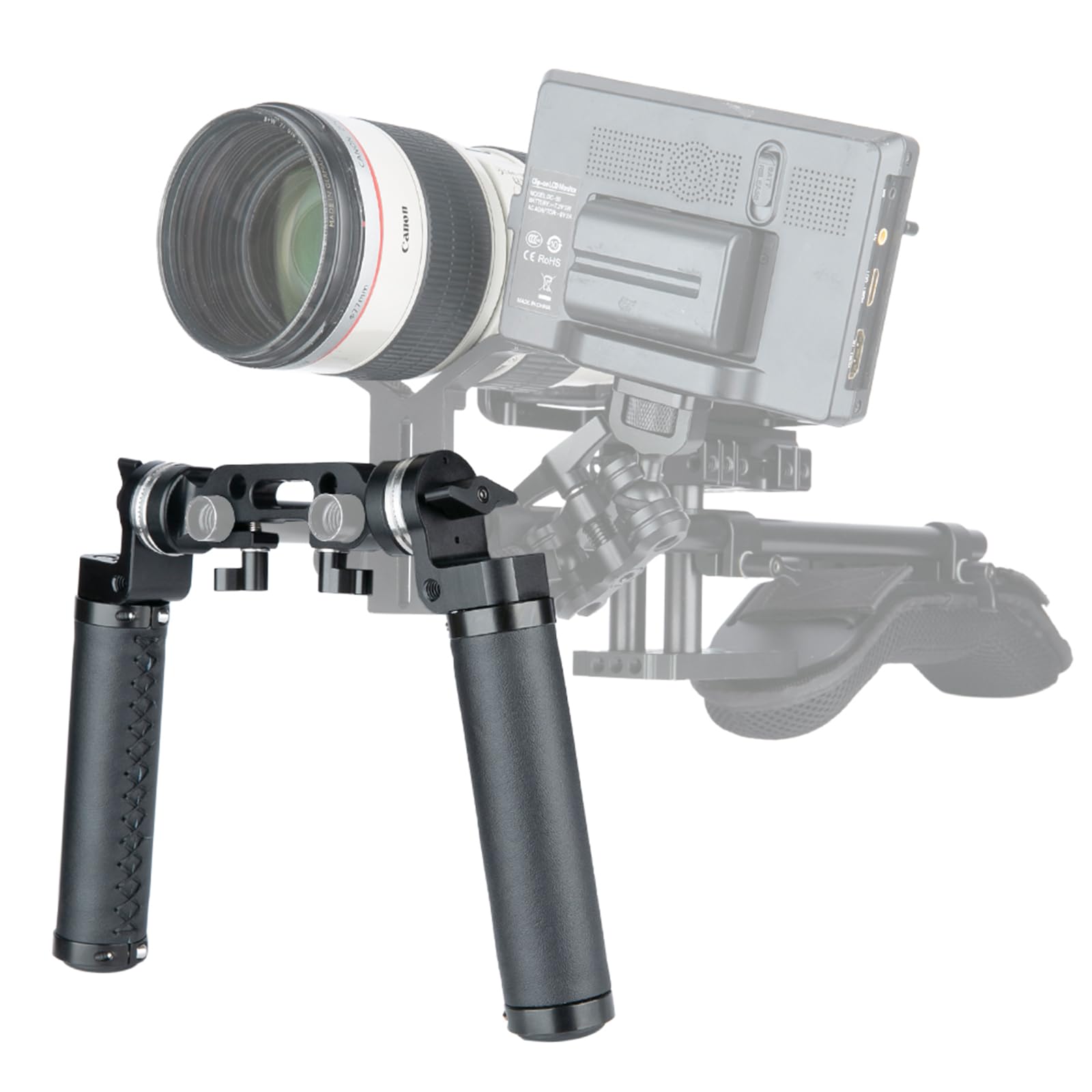 NICEYRIG Rosette Handle Juego de Empuñadura de Cuero con ARRI Adaptador de Montaje de Roseta Estándar 15 mm Abrazadera de Varilla para Cámara DSLR Sistema de Soporte de Hombro