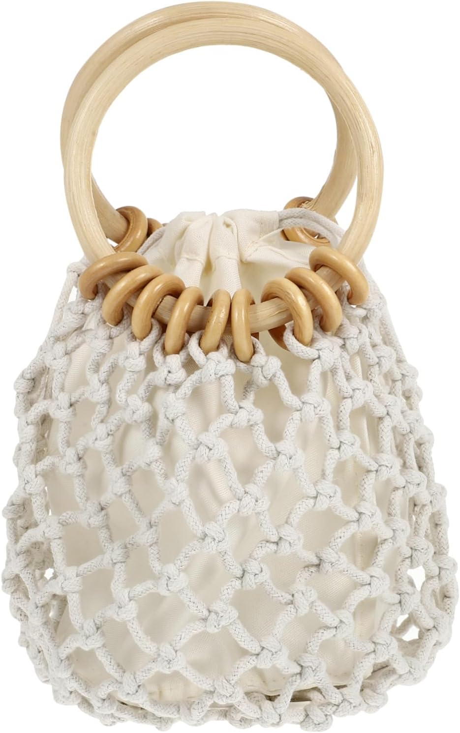Straw Bag Handbag Women Fashion Clutch Mesh Beach Bag Small Pouch Drawstring Woven for Casual Beach Shopping Student