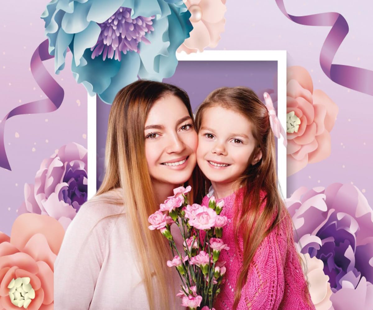 Mothers Day Backdrop 10x8ft Floral Happy Mother's Day Backdrops for Photography Flower Themed Mothers Day Party Decorations Large Banner Background Studio Photo Booth Props