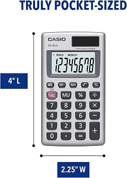 Casio HS-8VA Mini 6-Function Calculator