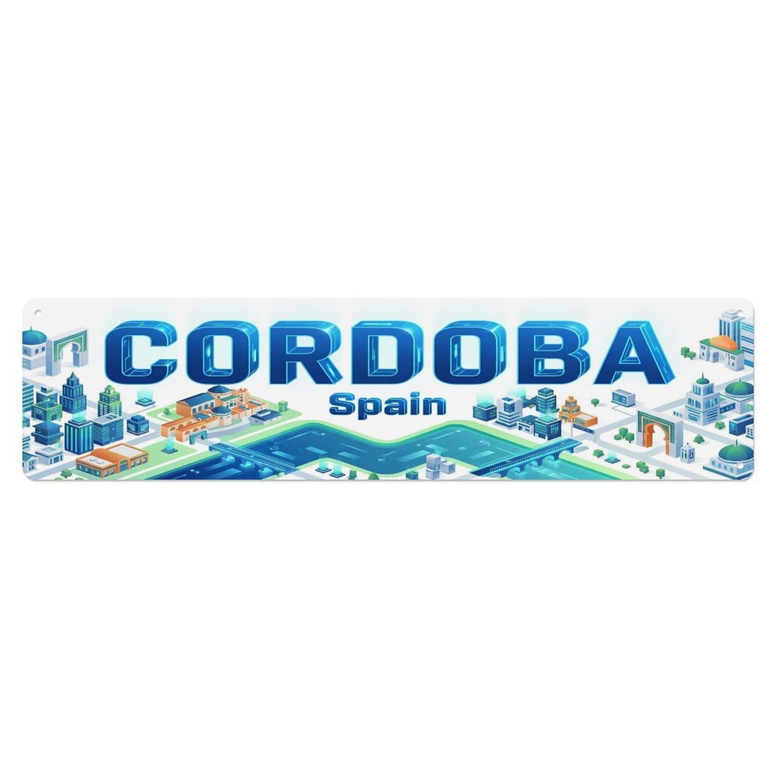 Isometric Contemporary Spain Cordoba Metal Tin Sign
