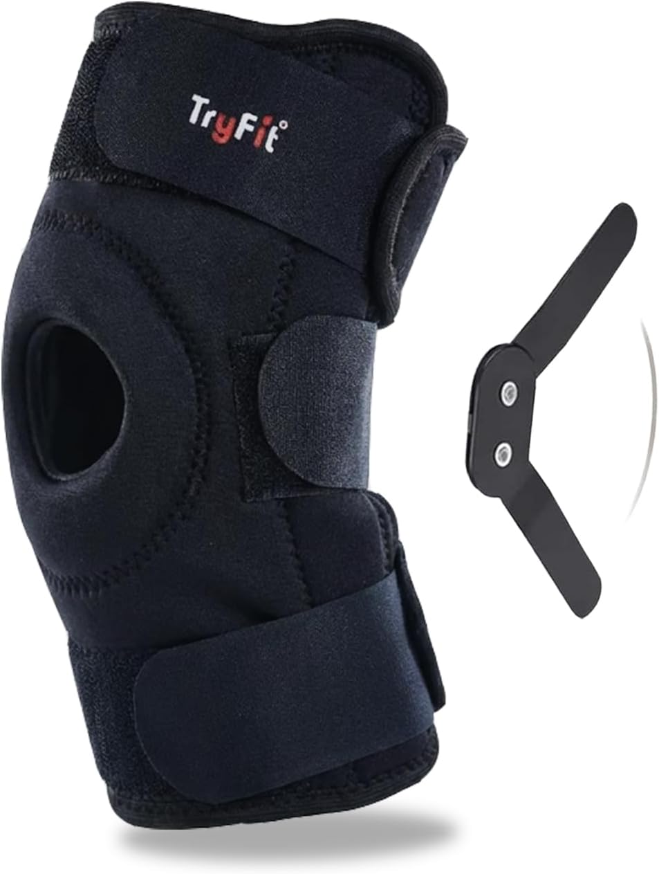 TryFit Hinged Knee Brace with Open Patella & 4 Adjustable Straps – Stabilizing Knee Support for Arthritis, Joint Pain, Sports Injury & Post-Surgery Recovery (1 Pc) (XX-Large)