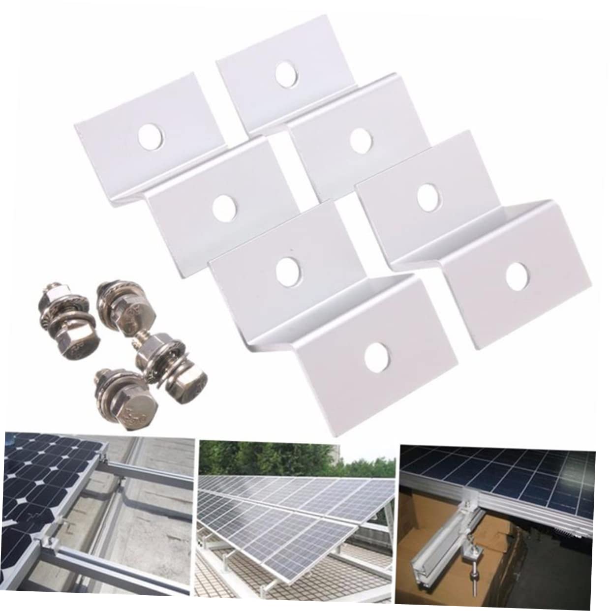 BESPORTBLE Staffa di Montaggio Pannello Solare Z in Metallo Argento con Dadi e Bulloni 8 Pezzi, Peso Leggero, Foro Differenziato per Pareti e Camper