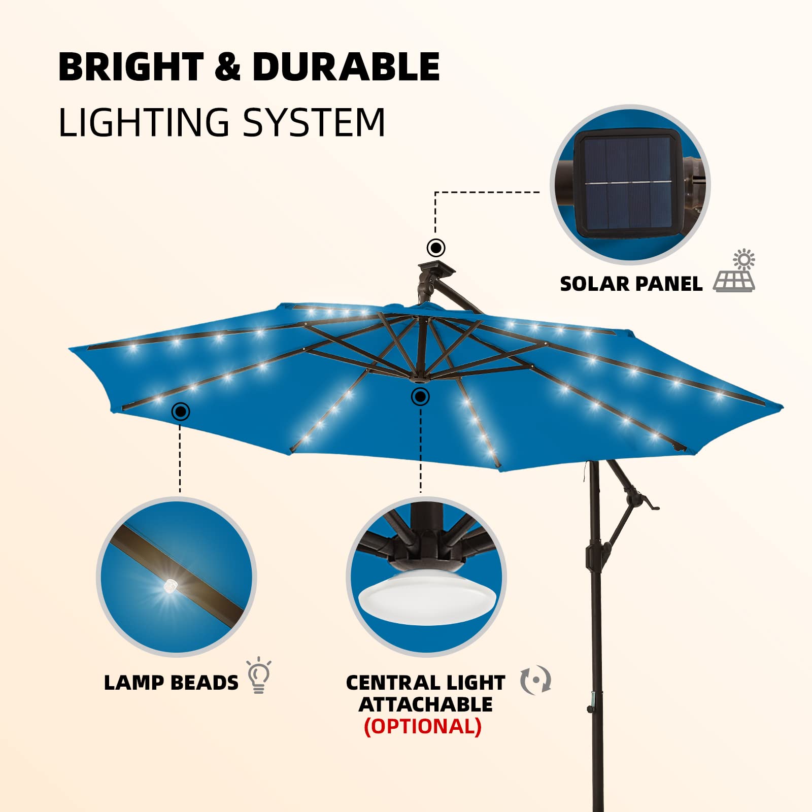 Snapklik.com : Wikiwiki 10ft Solar LED Offset Hanging Market Cantilever ...