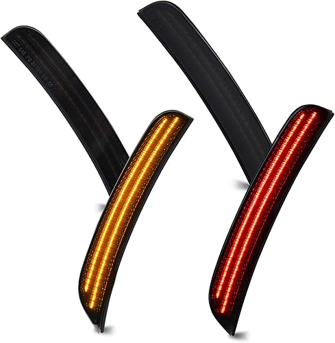 D-Lumina Luces LED de marcador lateral rojas y ámbar para Dodge Charger 2015-2021, luces de parachoques delantero y trasero de 2 filas de chips LED