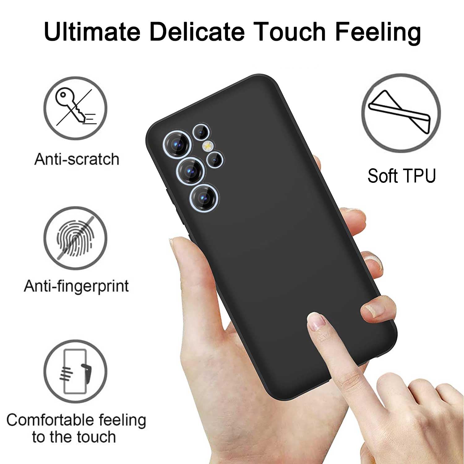 JDXHFF Cover Compatibile con Oukitel C1 / Oukitel C1 Pro (6.52) Nero e Staffa Girevole a 360° e Pellicola Protettiva in Vetro Temperato - Custodia Morbido Silicone Protettivo TPU Case Black