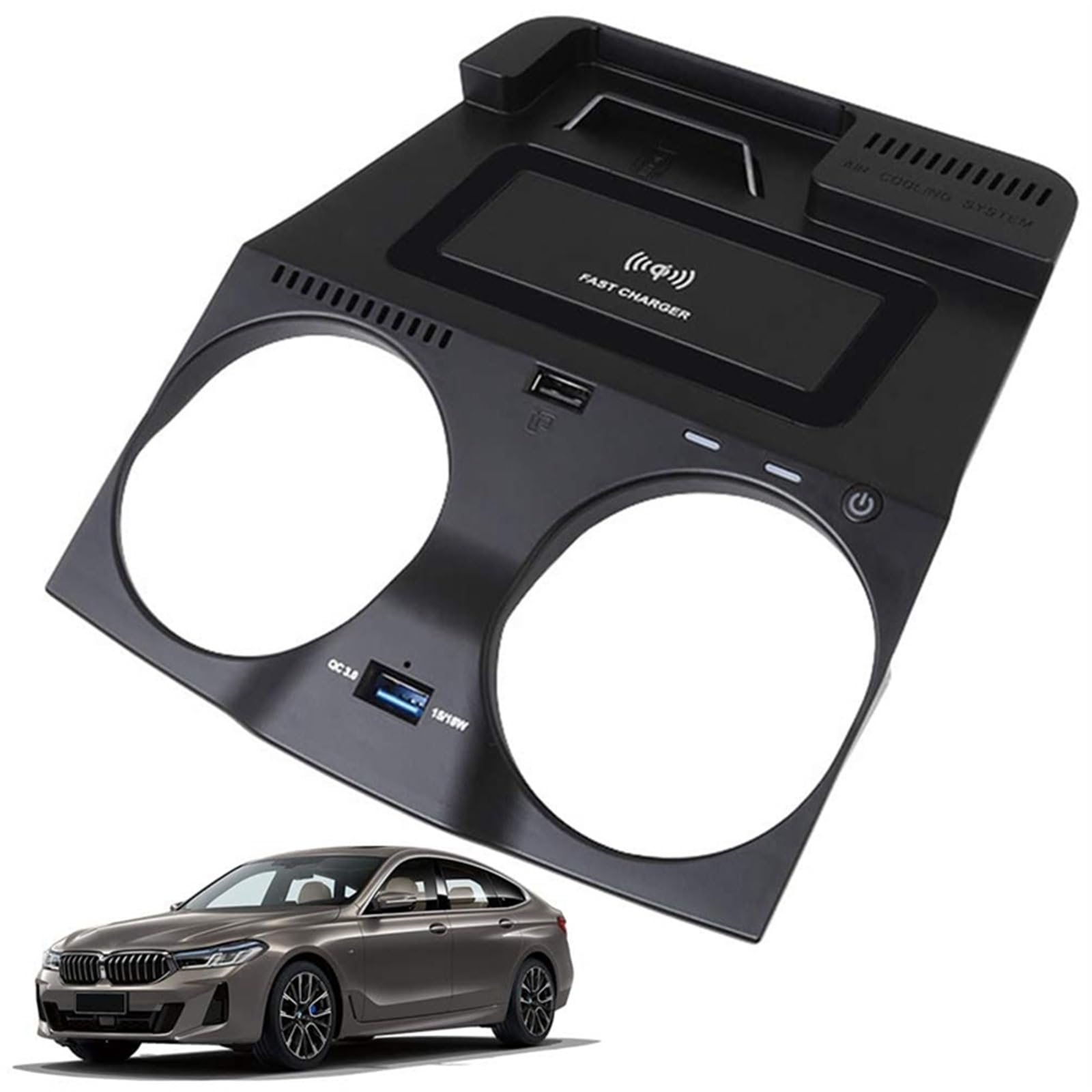 Cargador inalámbrico QI for Coche de 15 W, for, Serie 5, 6, G30, G38, G32, 6GT, 2018, 2019, 2020, Placa de Carga Especial for teléfono móvil Almohadilla de Carga inalámbrica