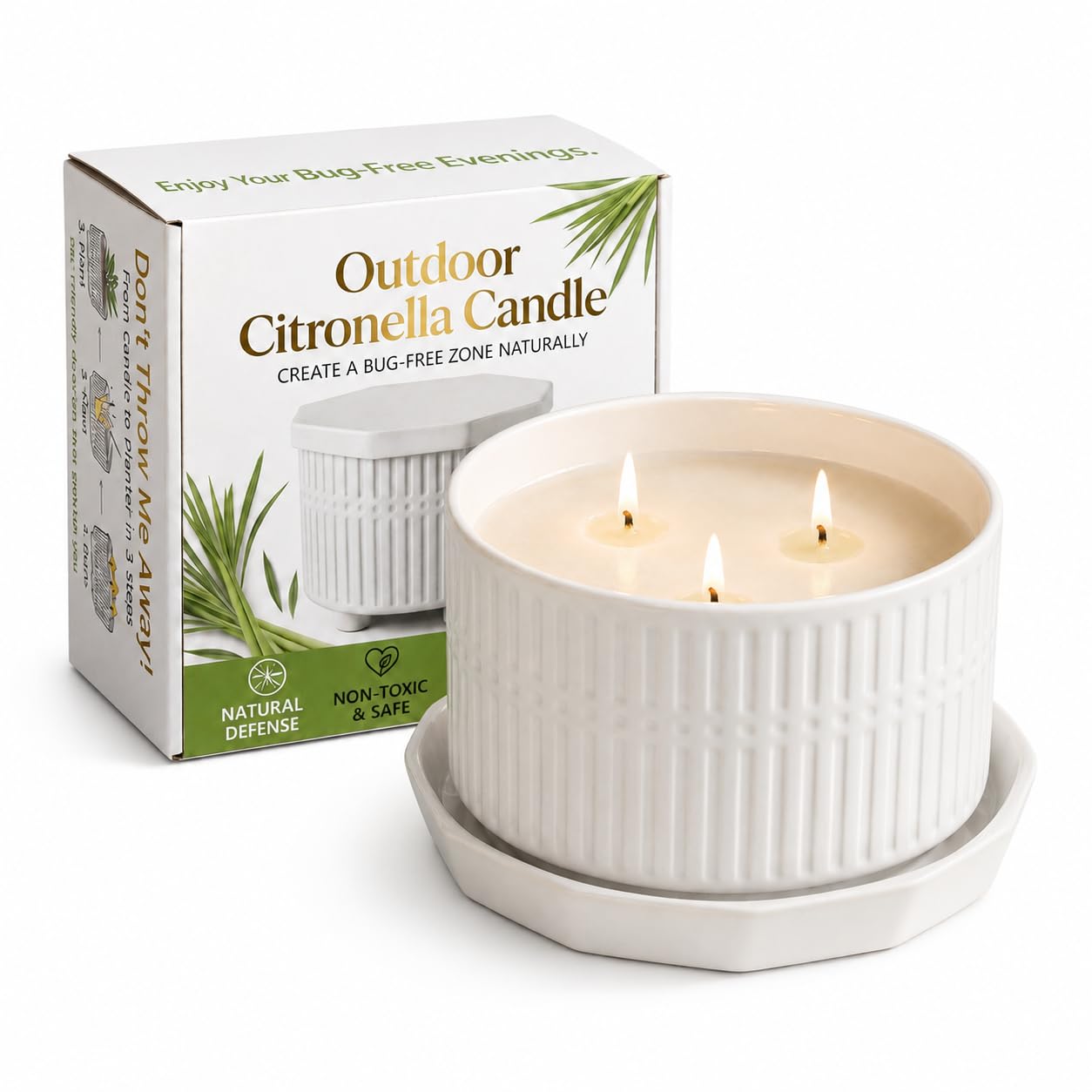 Citronella Candle Outdoor Large 1000g with Lid, Dual-Use and Rain-Proof