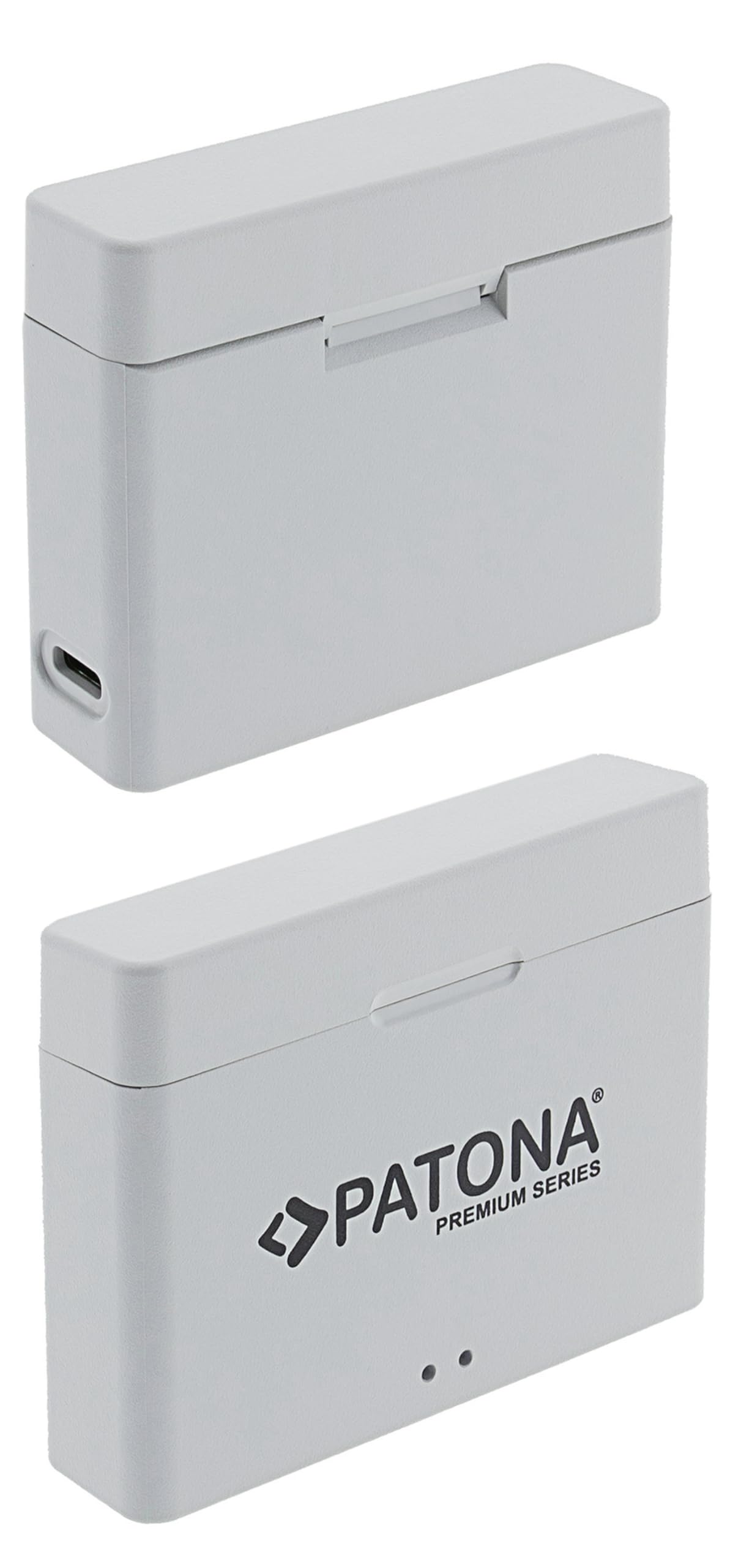 PATONA Premium Dual Charging Box per DJI Osmo Action 3 4 5 6 – Caricatore con connessione USB-C e indicatore di carica – per 2 batterie BCX202, ricarica sicura grazie al sistema MCU, cavo USB C