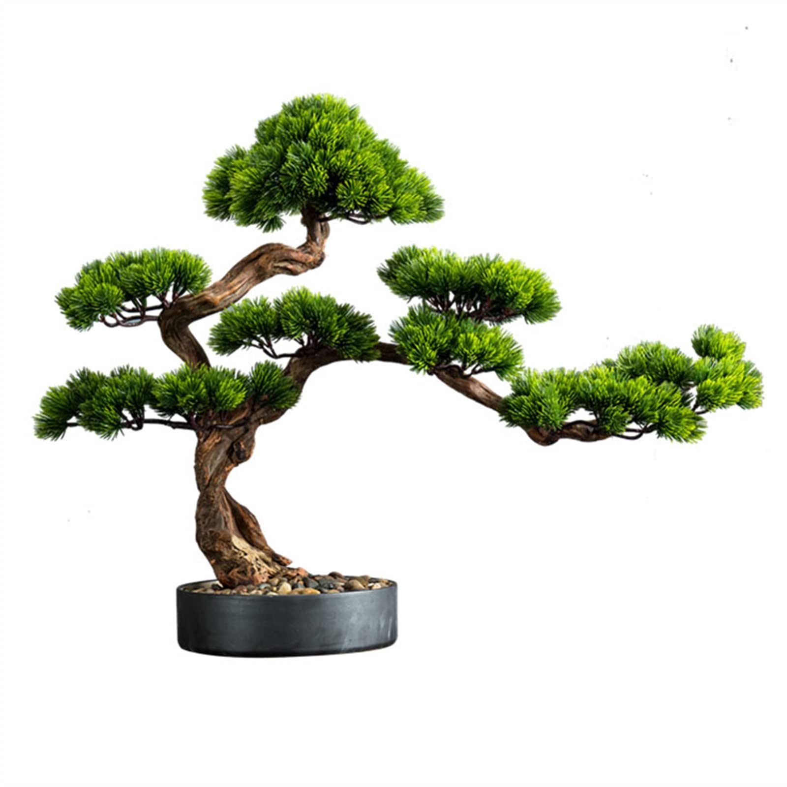 DFGHNBVC Faux Potted Indoor Artificial Bonsai Plant Decoration Chinese Home Decoration Fake Welcome Pine Bonsai Plant For Home Office Desk Decor Tree Pot Ornaments