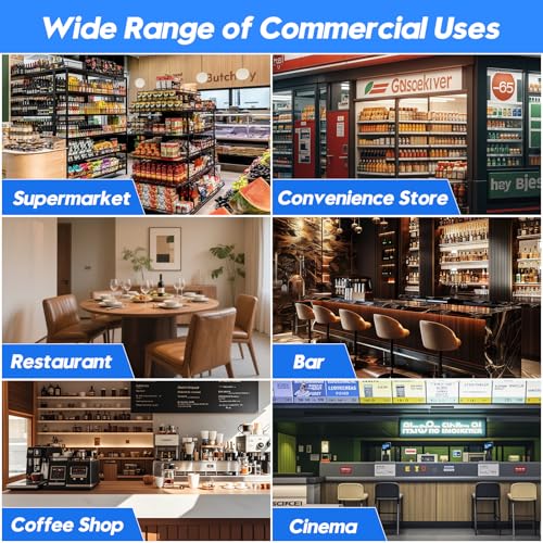 Image of Commercial Beverage Refrigerator with 2 Glass Door, 383L Display Fridge Beverage Cooler with Customizable Lightbox Adjustable Shelves, Drink Fridge Merchandiser for Restaurant Shop, Black