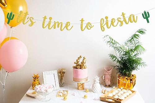 Miniatura 5 de Cartel con texto en inglés "It's Time to Fiesta", decoración de fiesta mexicana, decoración de fiesta de cactus, despedida de soltera, suministros