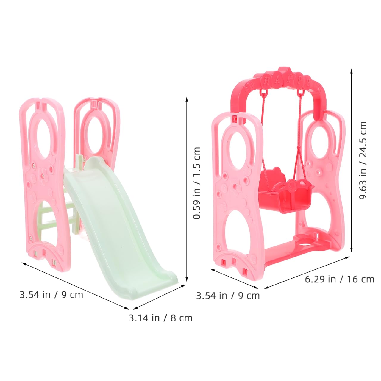 Set Parco Giochi Per Casa Delle Bambole - Scivolo E Altalena In Plastica 1:6 - Apatsuki