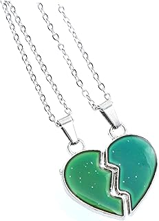 1 Par Colar Termocrômico Colar De Casais Colar De Coração Joias De Coração Pingente De Coração Colar Combinando Feminino Colar De Mudança De Cor Corrente De Pescoço Epóxi Colar De