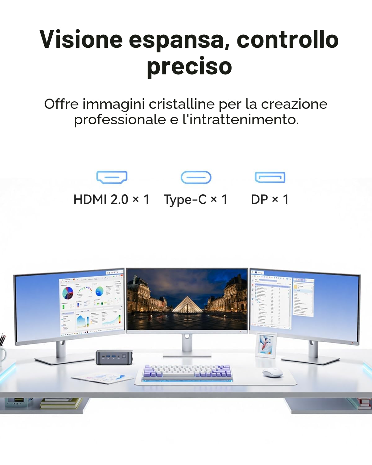 Thomson K3 Mini PC AMD Ryzen 7 7730U 16GB DDR4 512GB SSD WiFi 6 BT5.2 Triplo Display 4K VESA