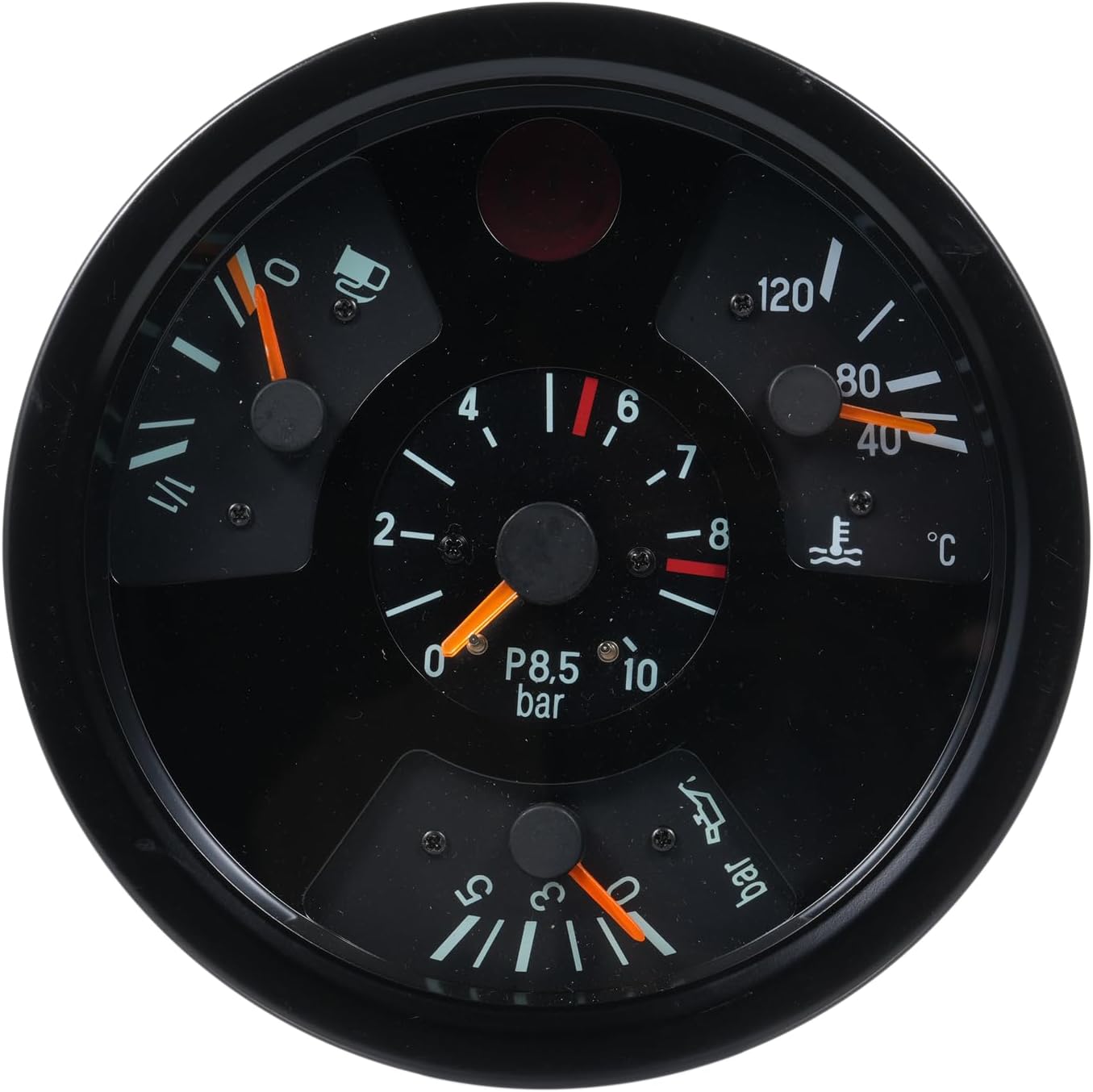 Shkalacar Gauge Kit Fuel/Oil/Water Gauge 3 in 1 5.91inch, Car Meter Auto Gauge Water Temperature Gauge Stainless Steel Digital Water Temp Meter for Car Motorcycles Heavy Truck