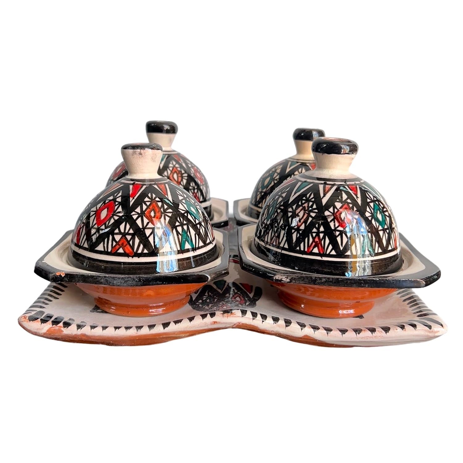 Generico Antipastiera Quadrata con Mini Tajine in Ceramica Terracotta - Artigianato Marocchino 2901261220