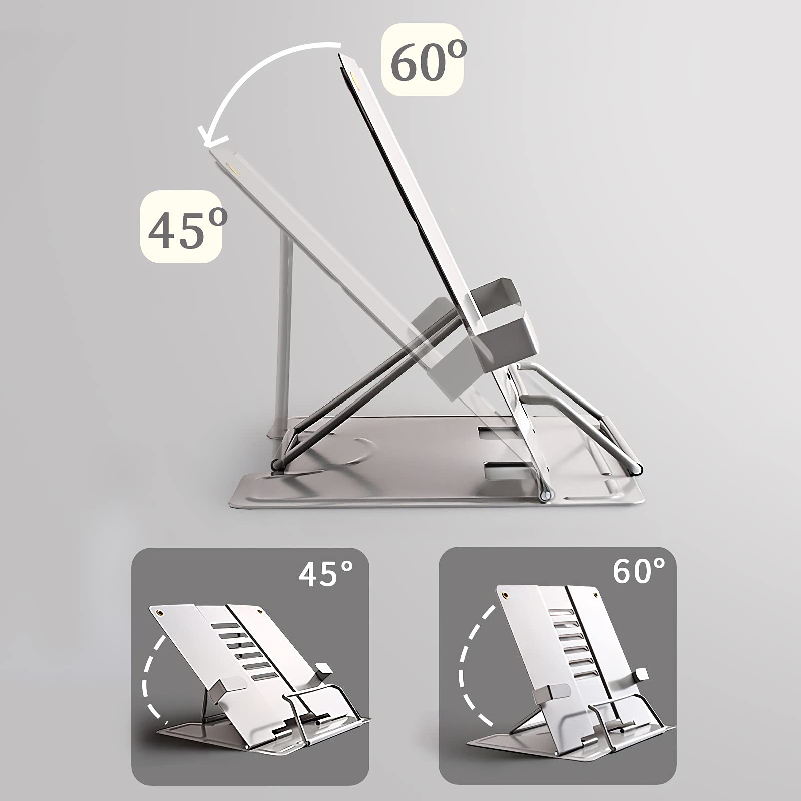 Soporte de libros Soporte de libros de metal Reading Holder Libro Angulos ajustables Soporte de teléfono for la revista Libro de cocina Libro de texto Documento Tableta 8,3 x 7.5 pulgadas Titular de l