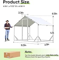 Vista 8 de Quictent Gallinero grande de metal para más de 10 aves de corral con paño de hardware lateral y cubierta impermeable, serie avanzada para Plateado
