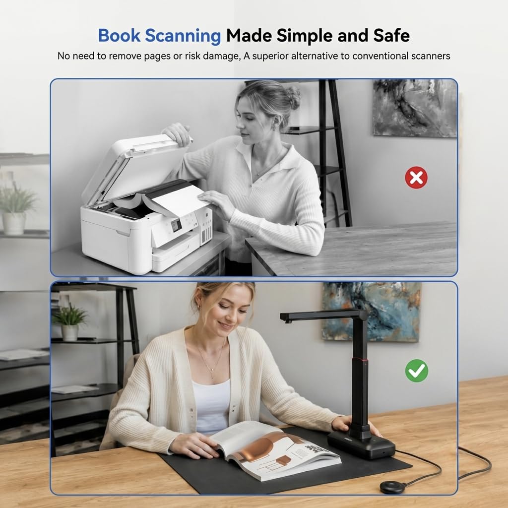 Document Camera & Book Scanner, DB8401 16MP USB Document Camera & Scanner for Classroom/Office, with Auto Focus, OCR & Text‑to‑Speech, Portable Document Scanner & Book Camera, for Windows/macOS view 9