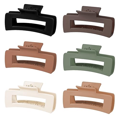 Colorfarm Pinzas para cabello grueso, pinzas para el cabello para mujeres, pinzas para el cabello medianas y grandes, paquete de 6, pinzas