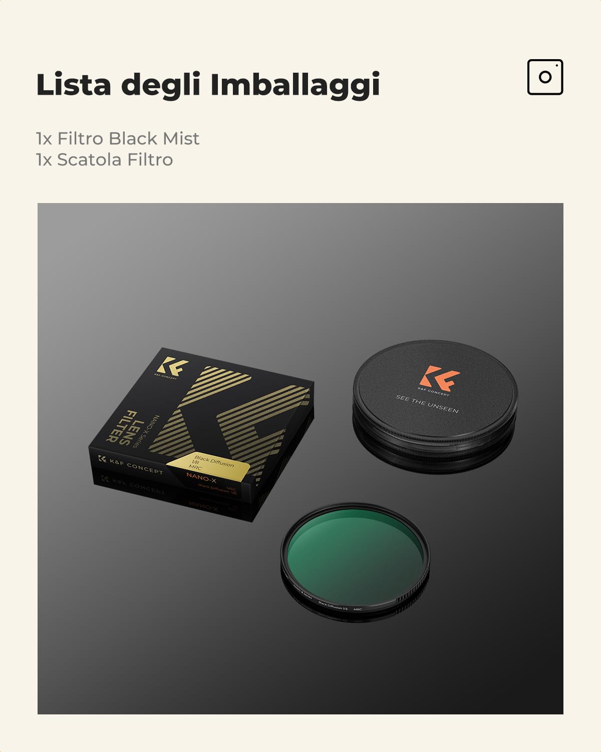 K&F CONCEPT Nano-Xcel 67mm Filtro Black-Mist 1/8, Filtro Black Diffusion 1/8 in Vetro Ottico con 28 Strati di Rivestimento Nano per Ritratti e Video