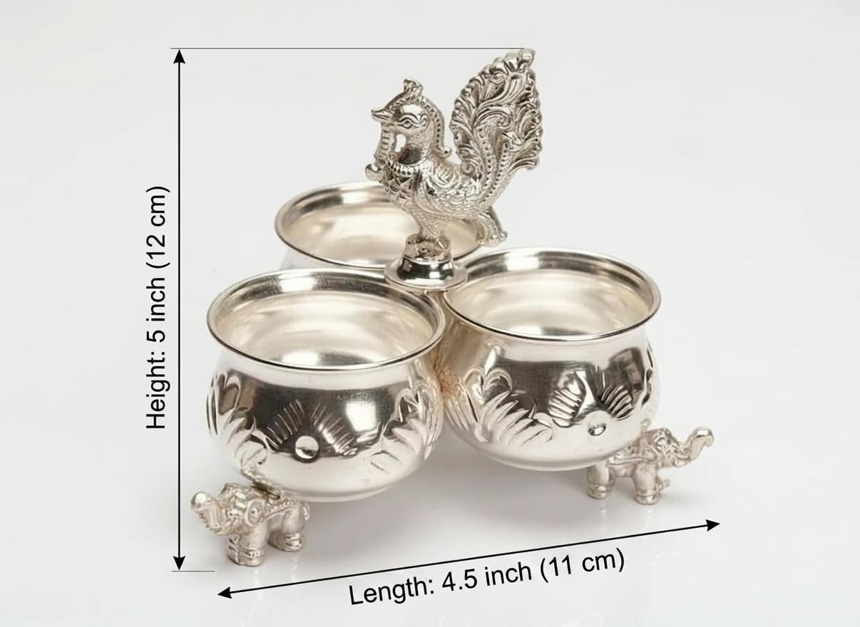 The Arthクミンドル STUDIOwadiヘキ子のフクロ セット Buy RISHIKA DECOR German Silver Haldi Kumkum Bharani Box with