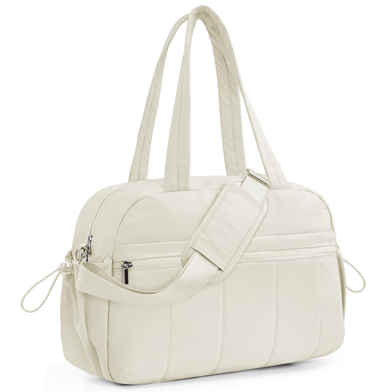 20L Borsone Palestra Donna, Leggero Borsone da Viaggio Piccolo per Aeroplano Ragazze, Portatile Borsa Sportivo con Tasca Bagnata per Sport Nascita Lavoro Mare, Bianco