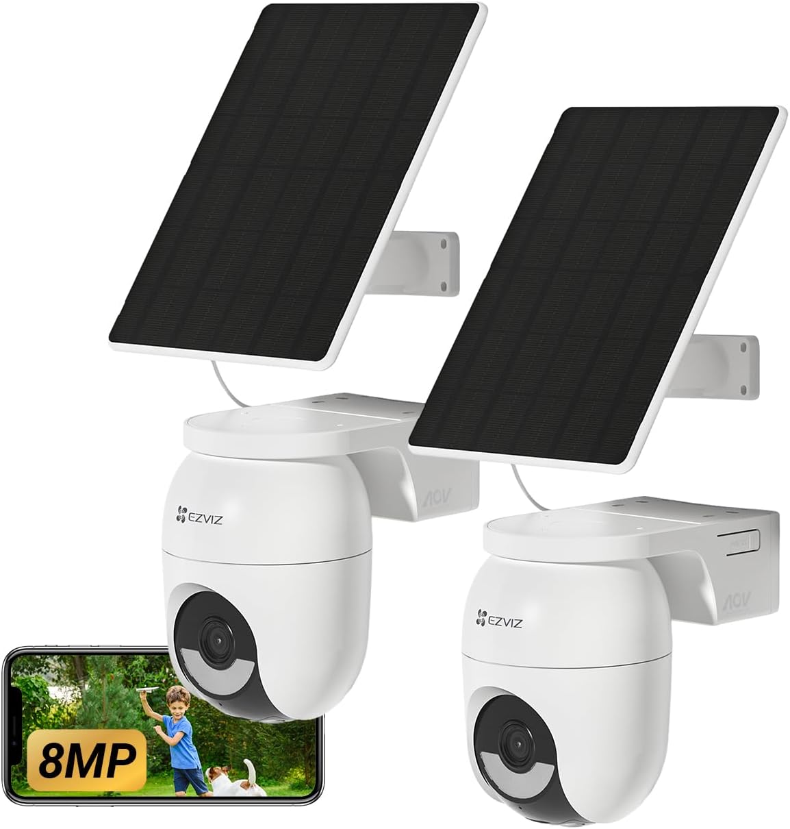 EZVIZ 4K(8MP) 2PK Caméra Extérieure sans Fil CB8 Lite+5W Panneau Solaire