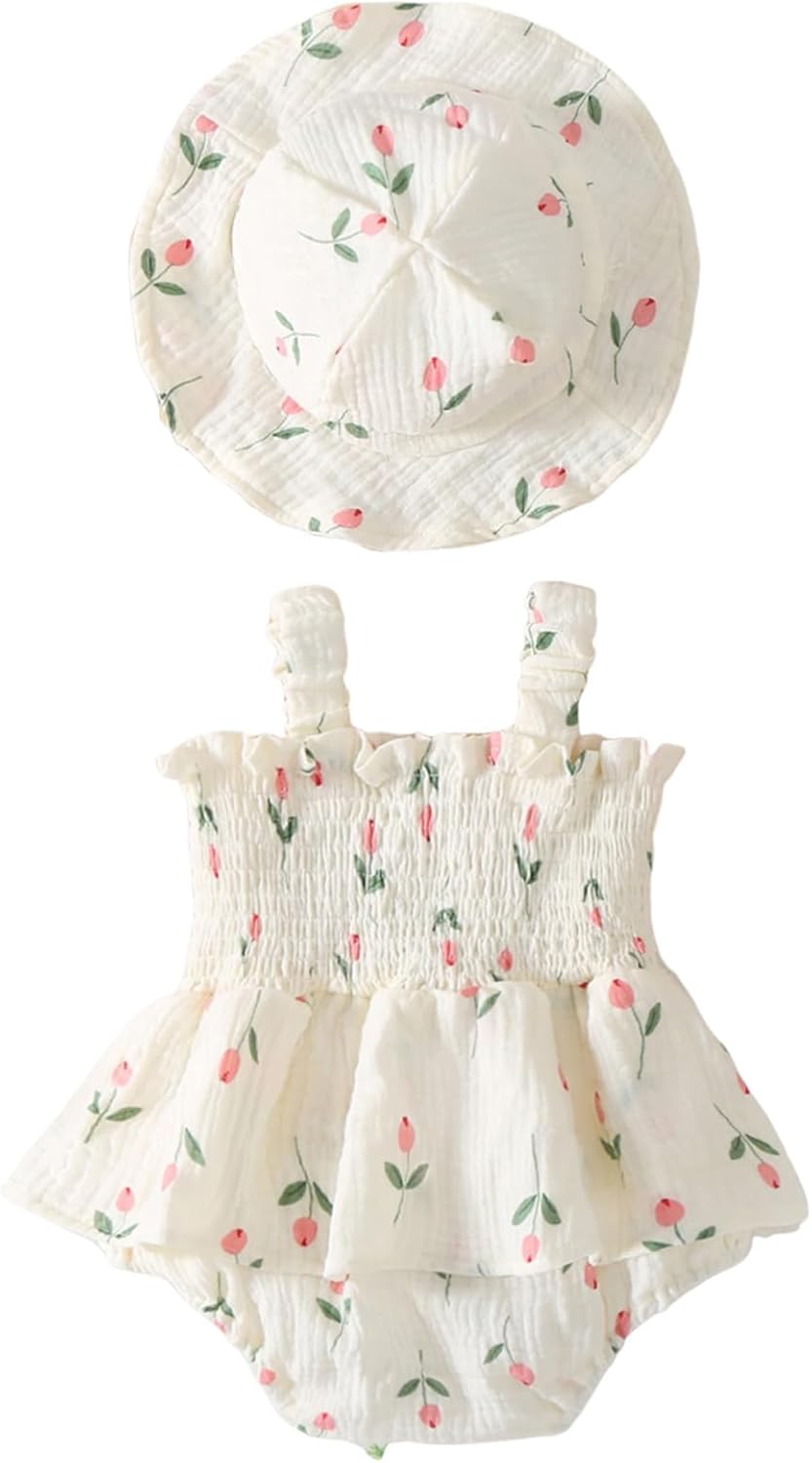 Mubineo Baby Girl Clothes Summer Dress Cotton Linen Romper Sleeveless Smocked Rompers Sun Dress Hat Skirt Boho Outfits Mubineo Baby Girl Clothes Summer Dress Cotton Linen Romper Sleeveless Smocked Rompers Sun Dress Hat Skirt Boho Outfits