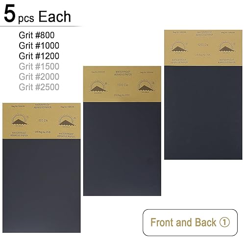 Miniatura 3 de ADVcer Papel de lija de 30 hojas de 9 x 11 pulgadas, 6 papeles lijadores surtidos de grano 800 a 2500, almohadillas abrasivas de precisión fina para