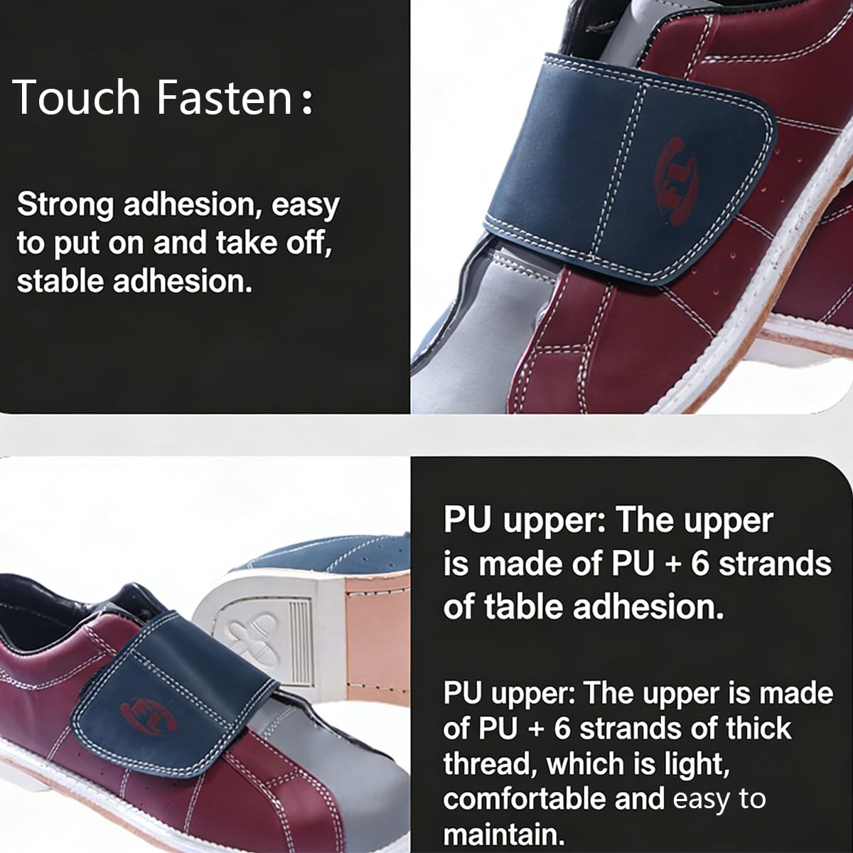 Herren Bowlingschuhe Leichtes Leder bequemer Bowlingschuhe Nicht rutscher Mikrofaser Sohle Bowlingschuhes für Rechts