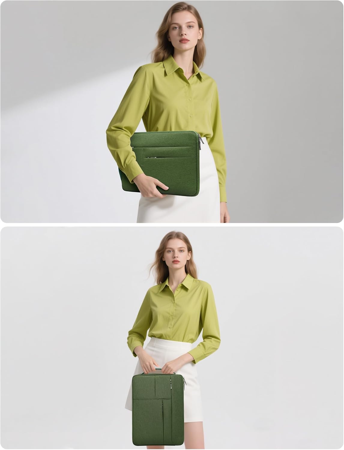 HYZUO 15-16 Inch Laptop Sleeve Bag for MacBook Pro 16 M4/M3/M2/M1 2026-2019, 15" Surface Book, Portable NoteBook Case for 15" 15.6" HP Dell Lenovo ThinkBook Asus Acer Samsung HUAWEI, Grass Green - Image 2