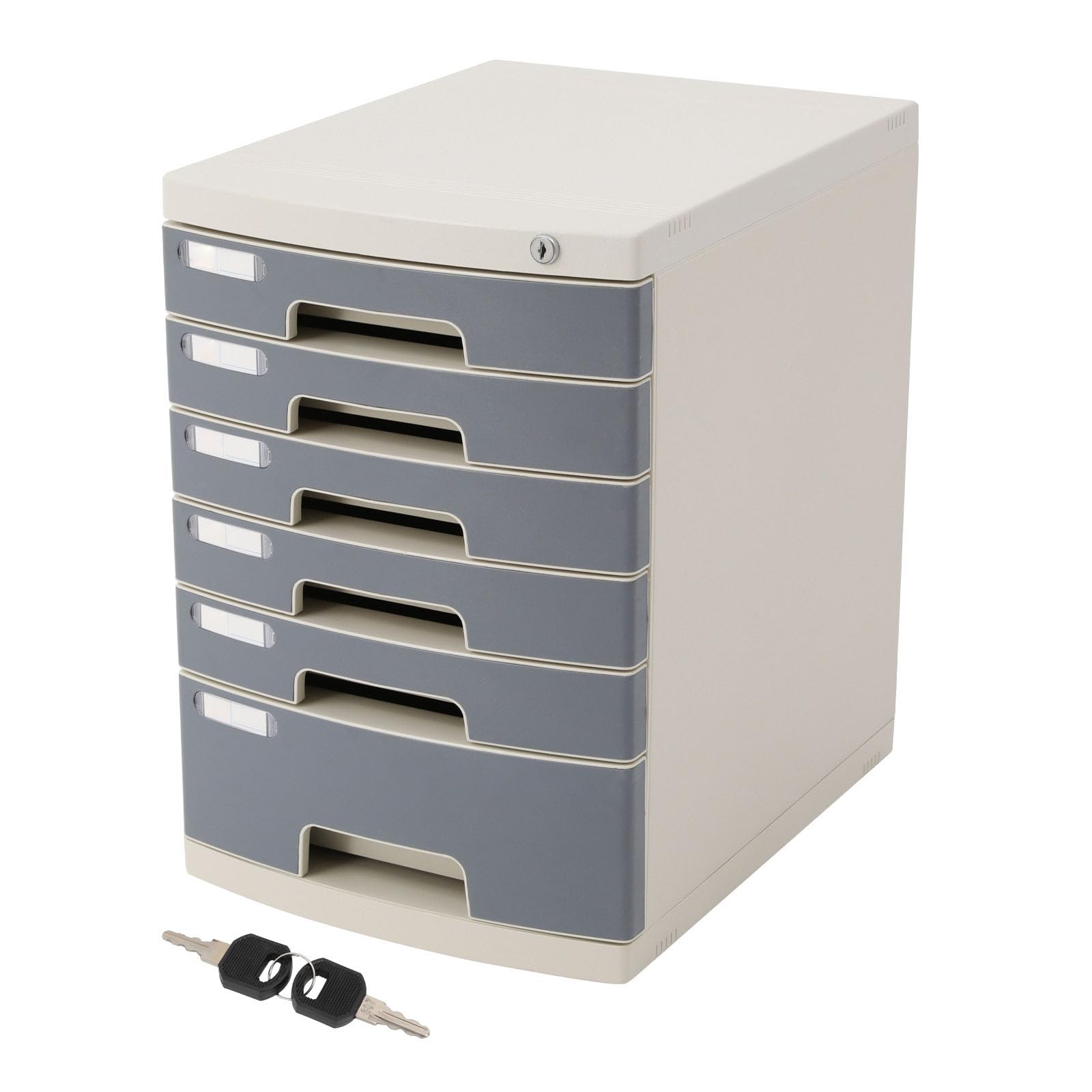 Abschließbarer Schreibtisch-Organizer mit 6 Schubladen, Regal für Dokumente, Akten & Büromaterial, 5kg Tragfähigkeit, Platzsparende Aufbewahrung für Büro, Zuhause, Wohnzimmer & Studentenwohnheim