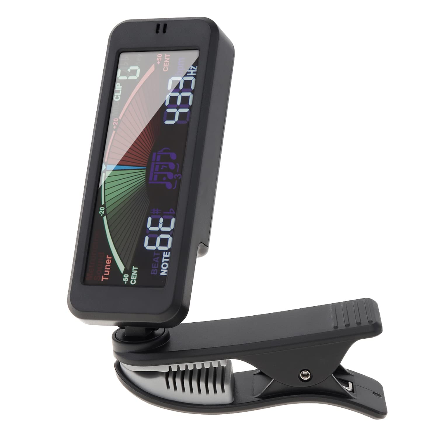 Accordatori per Chitarra, metronomo Digitale 3 in 1, generatore di Suoni con Ampio Schermo LCD a Clip per Chitarra Acustica cromatica, Basso, Ukulele, Violino